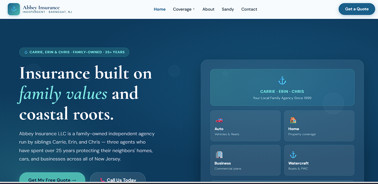 Abbey Insurance Agency website screenshot