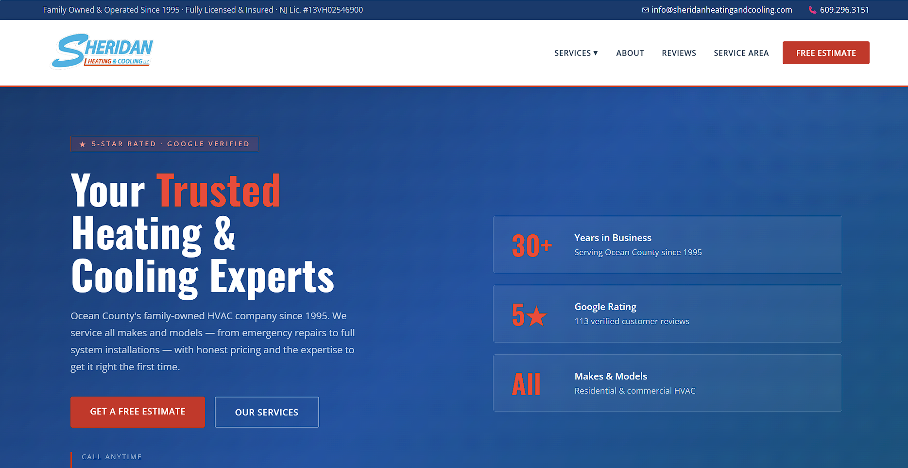 Sheridan Heating & Cooling website screenshot